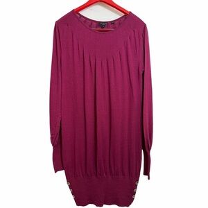 Ted Baker Magenta Long Sleeve Dress with Button Accents